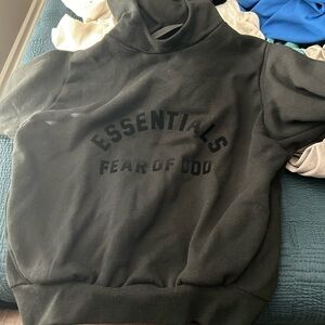 Essential black fear of god hoodie